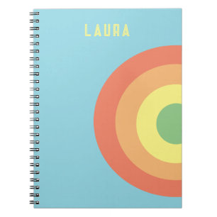 Caderno Espiral personalizado alvo arco-íris azul,