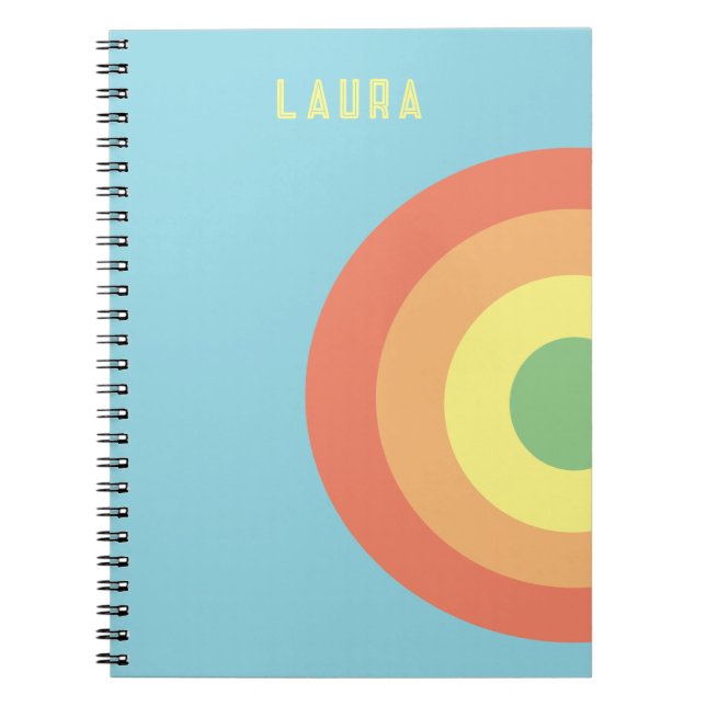 Caderno Espiral personalizado alvo arco-íris azul, (Frente)