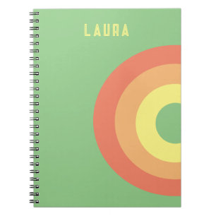 Caderno Espiral personalizado alvo arco-íris rosa,