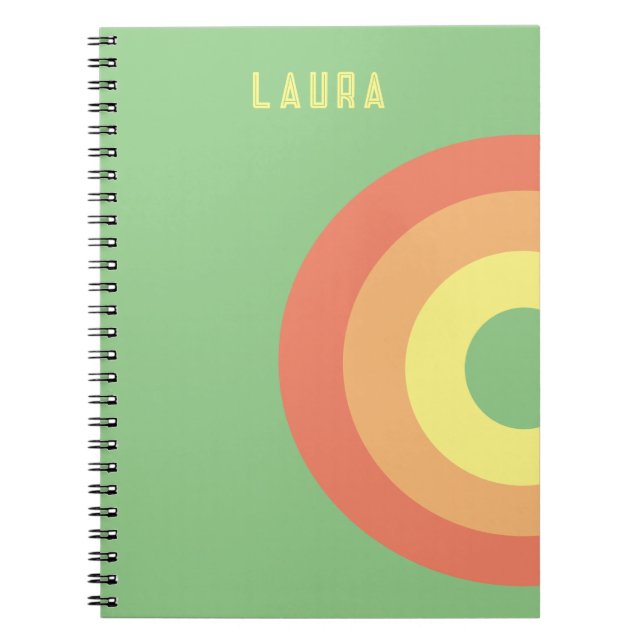 Caderno espiral personalizado alvo arco-íris rosa, (Frente)