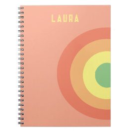 Caderno Espiral personalizado alvo arco-íris rosa,