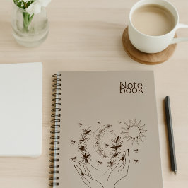 Caderno Espiral Personalizado Boho Lua e Sol