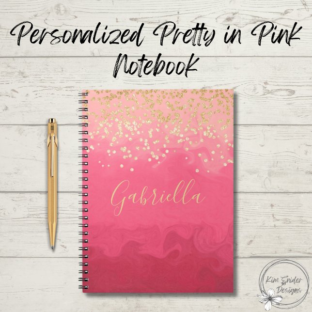 Caderno Espiral Personalizado Bonito a rosa com Dourado (Criador carregado)