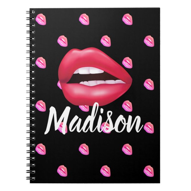 Caderno Espiral Personalizado de Bela Bela Makeup Lipstick Mouth (Frente)