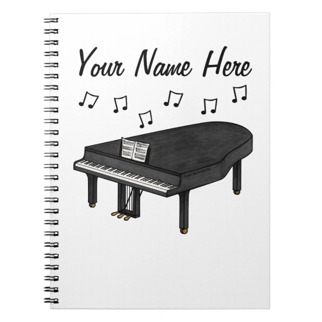 Caderno Espiral Personalizado de Professora de Música Pianista Gra (Frente)