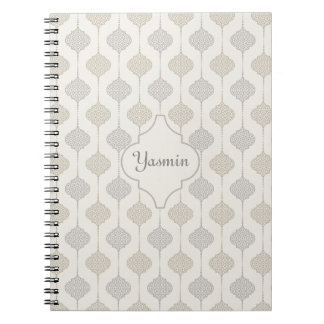 Caderno Espiral Personalizado Elegante Neutro Arabesco