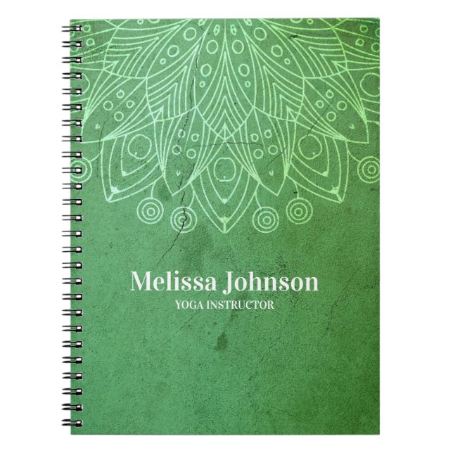 Caderno Espiral Personalizado em Mandala Verde (Frente)