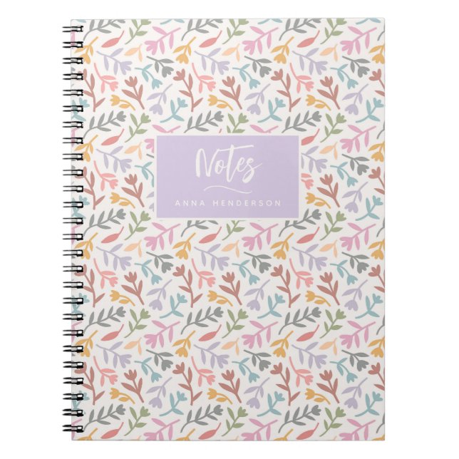 Caderno Espiral Personalizado Floral de Boho Personalizado (Frente)