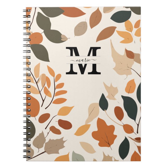 Caderno Espiral Personalizado Floral Personalizado para Monograma  (Frente)