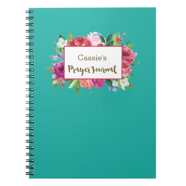 Caderno Espiral Personalizado | Flores De Aquarela Diário De Oraçã (Frente)