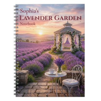Caderno Espiral Personalizado Jardim de Lavanda