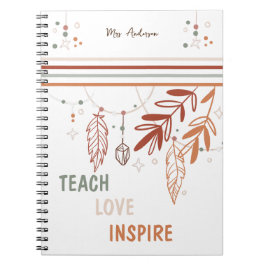 Caderno Espiral personalizado Personalizar o Floral Boêmian da Áre