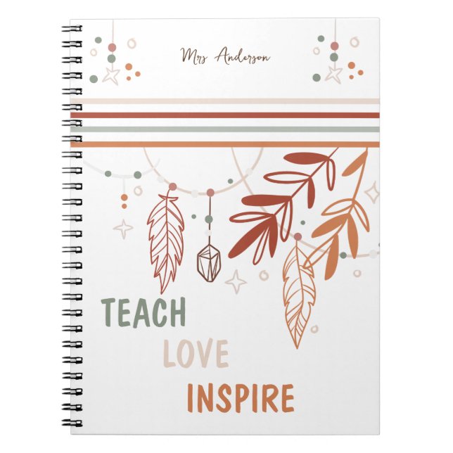 Caderno Espiral personalizado Personalizar o Floral Boêmian da Áre (Frente)
