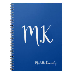 Caderno Espiral Personalizado Profissional Monograma Azul Profundo