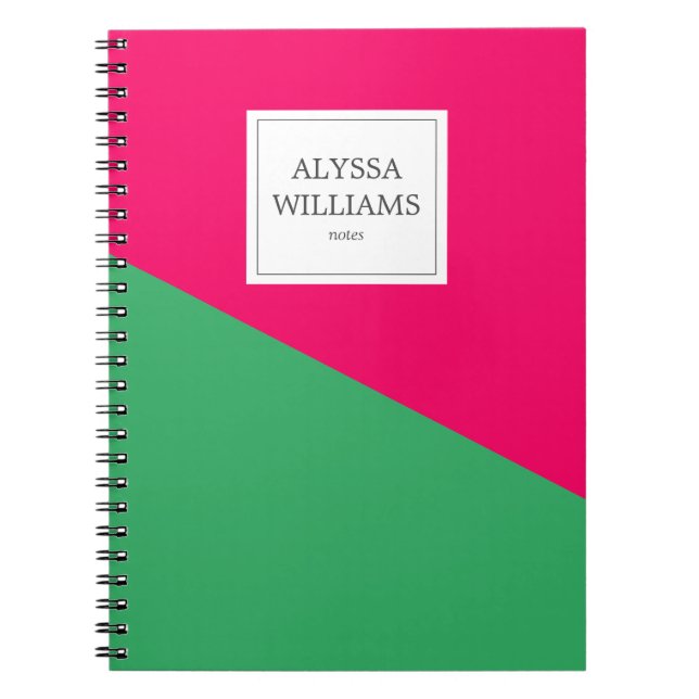 Caderno Espiral Personalizado Verde Rosa Quente Personalizado Girl (Frente)