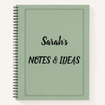 Caderno Espiral Personalizado Verde Sage Moderno