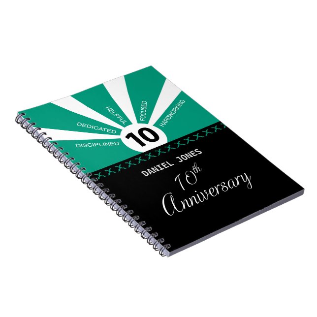 Caderno Espiral Personalizar, 10 anos de aniversário de funcionári (Lado Direito)