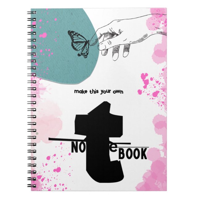 Caderno Espiral PERSONALIZAR: Bloco de Notas de Arty e Borboleta (Frente)