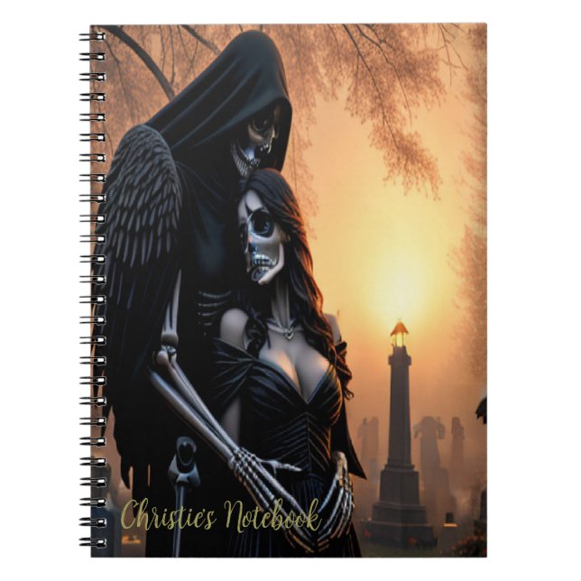 Caderno Espiral Personalizar Casal Anjo Gótico Escuro (Frente)