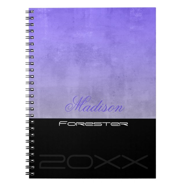 Caderno Espiral Personalizar Cinza azul na moda preto (Frente)