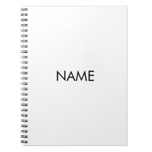 Caderno Espiral Personalizar com nome, texto preto minimalista