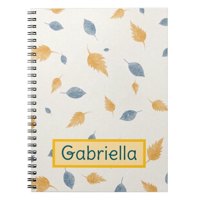 Caderno Espiral Personalizar deixa cor azul amarela suave (Frente)