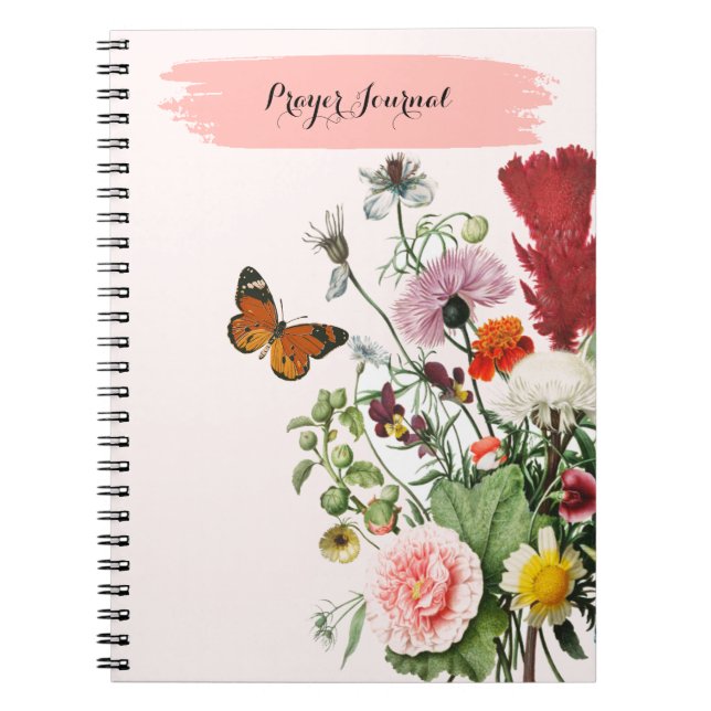 Caderno Espiral PERSONALIZAR: - Diário de oração + flores (Frente)