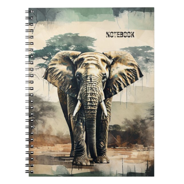 Caderno Espiral PERSONALIZAR: Elefante | Diário para notebook (Frente)