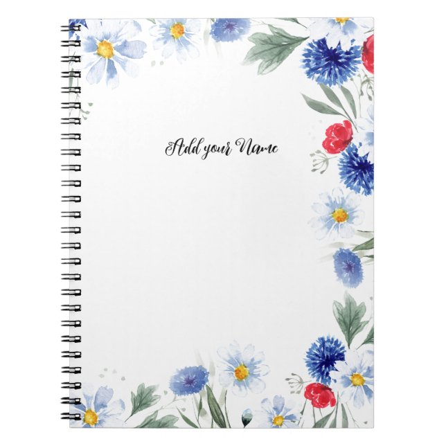 Caderno Espiral PERSONALIZAR: Flores Pintadas Minimalistas | (Frente)