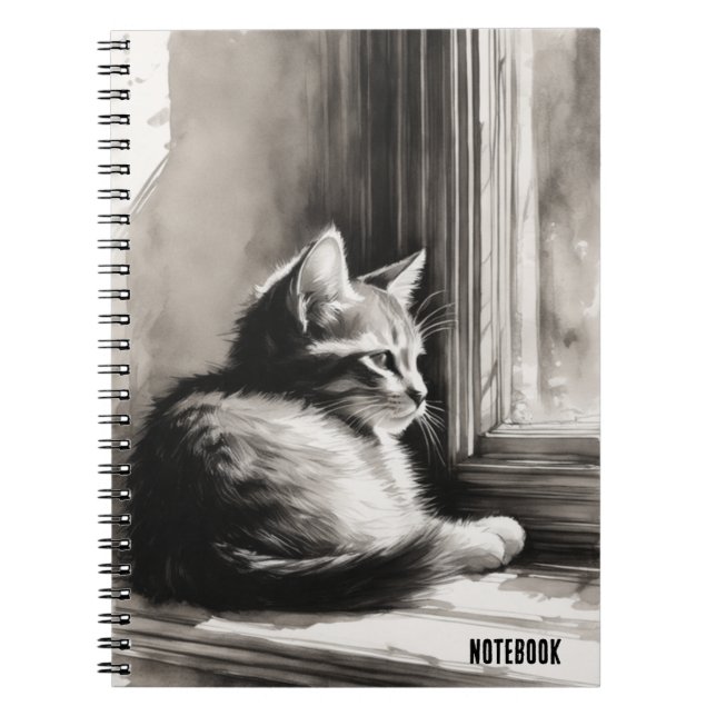 Caderno Espiral PERSONALIZAR: Kitten em uma janela | Diário para n (Frente)