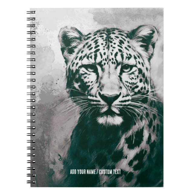 Caderno Espiral PERSONALIZAR: Leopardo | Diário para notebook (Frente)