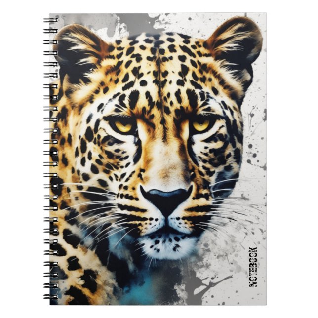 Caderno Espiral PERSONALIZAR: Leopardo | Diário para notebook (Frente)