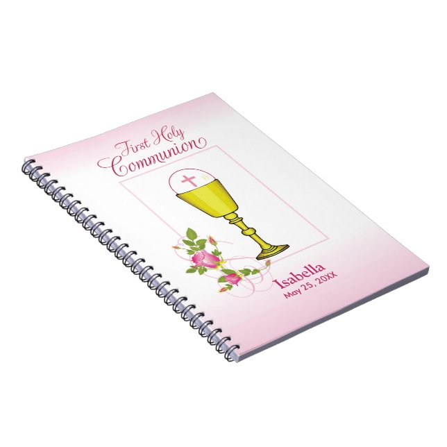 Caderno Espiral Personalizar Menina Nome Rosa Primeira Comunhão Sa (Lado Direito)