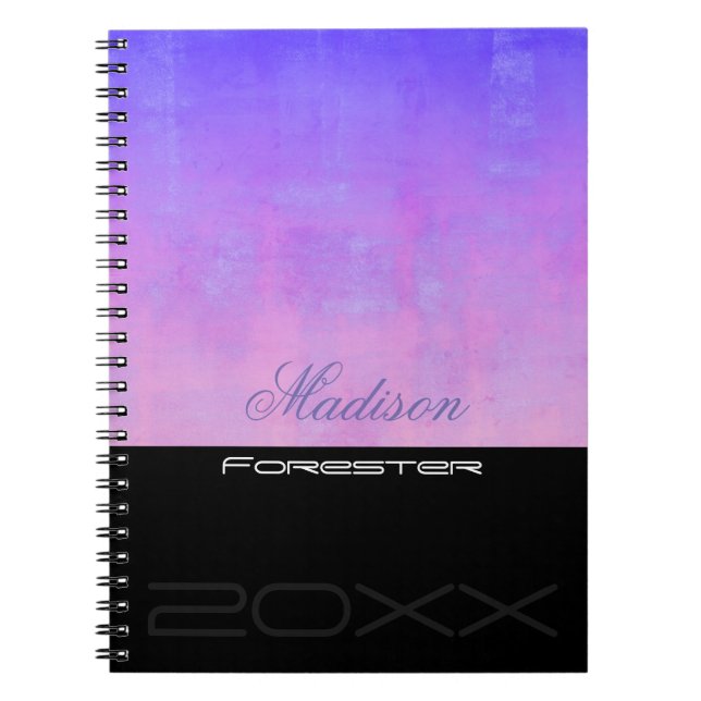 Caderno Espiral Personalizar na moda Azul Cor-de-Rosa Púrpura Pret (Frente)