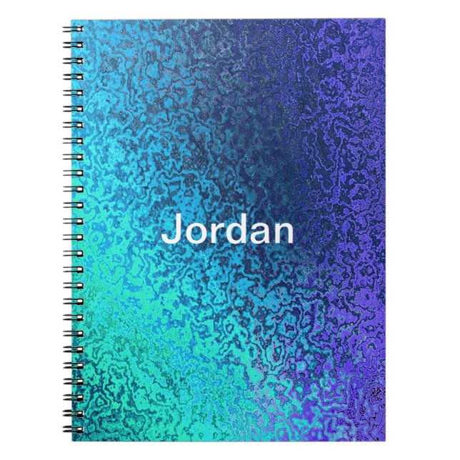 Caderno Espiral Personalizar nome de adição de Abstrato azul (Frente)