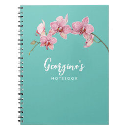 Caderno Espiral Personalizar o fluido das Orquídeas de Moda Rosa-C