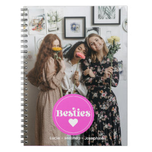 Caderno Espiral Personalizar o nome besties cor-de-rosa typo Photo