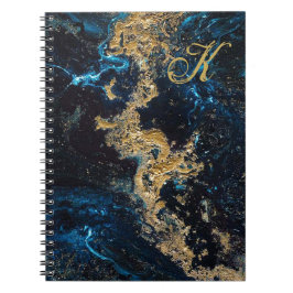 Caderno Espiral Personalizar o Notebook Azul MARBLE Spiral Dourado