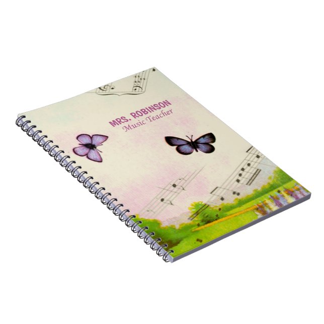 Caderno Espiral Personalizar, Obrigados de Borboletas de Música Pr (Lado Direito)