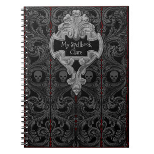 Caderno Espiral Personalizar Ornamento de Cinzas de Gótico e Espel