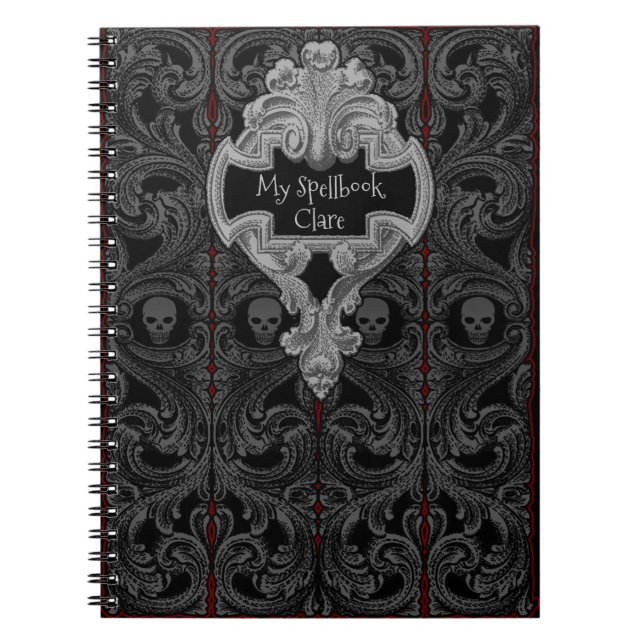 Caderno Espiral Personalizar Ornamento de Cinzas de Gótico e Espel (Frente)