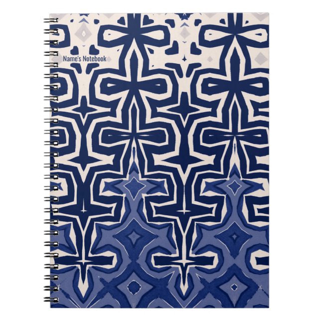 Caderno Espiral PERSONALIZAR: Padrão Azul | Diário para notebook (Frente)