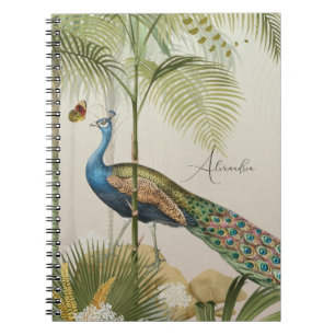 Caderno Espiral Personalizar Pavão com borboletas