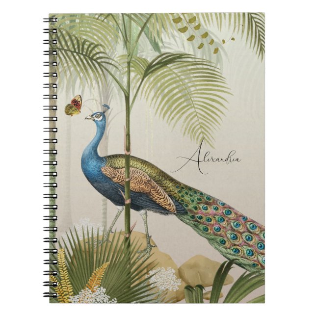 Caderno Espiral Personalizar Pavão com borboletas (Frente)
