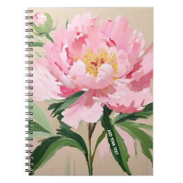 Caderno Espiral PERSONALIZAR: Peônia Rosa Única | Diário de Notas