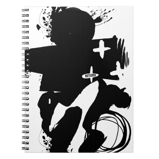 Caderno Espiral PERSONALIZAR: pintura por Abstrato Monocromática 4 (Frente)