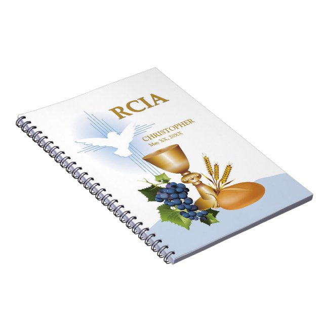 Caderno Espiral Personalizar, RCIA Felicita o Sacramento Católico (Lado Direito)
