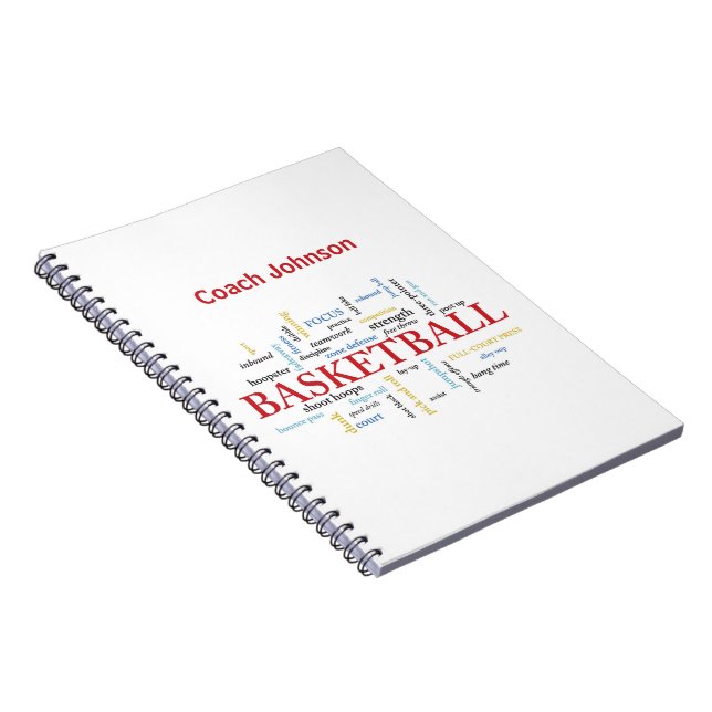 Caderno Espiral Personalizar treinador de basquete Obrigado em pal (Lado Direito)