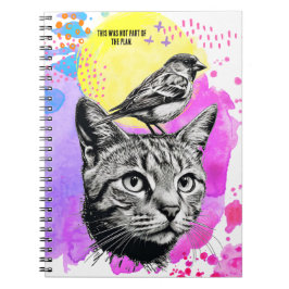Caderno Espiral PERSONALIZAR: um gato e um pássaro | Diário para n