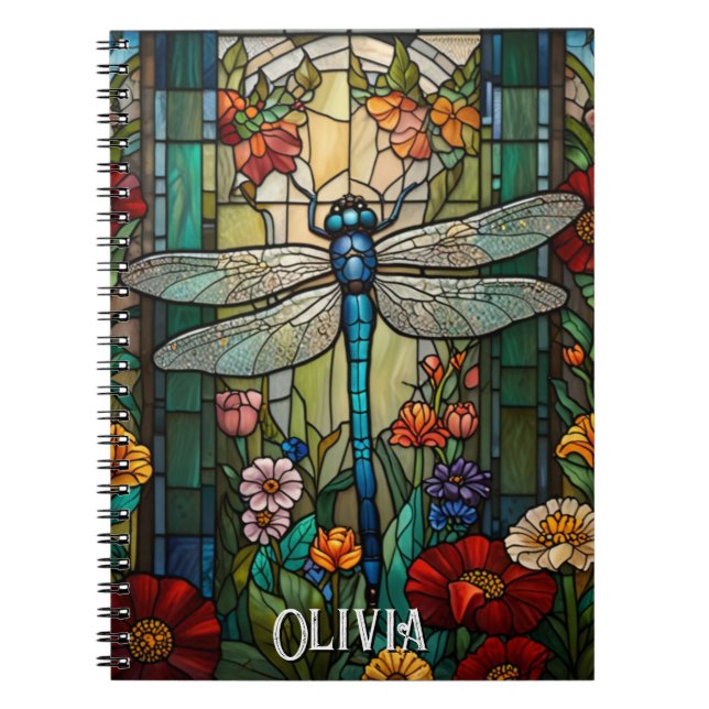 Caderno Espiral Personalizar Vintage art nouveau boho dragonfly (Frente)
